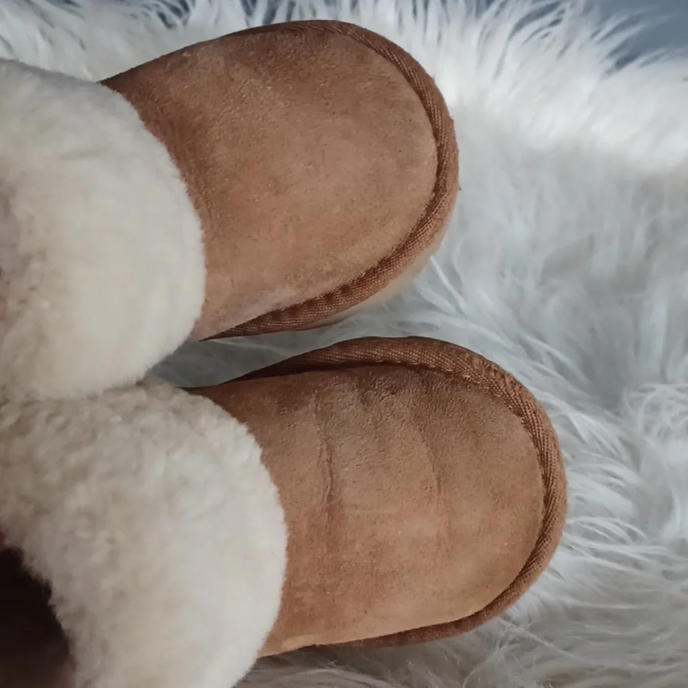 Toddler UGG Sheepskin Boots with Cream and Brown Accents